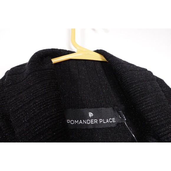 TUCKERNUCK Sz Large Pomander Place Black Noir Vivianne Metallic Turtleneck Dress - Picture 9 of 12